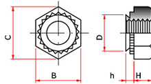 セルフクリンチング六角ナット図